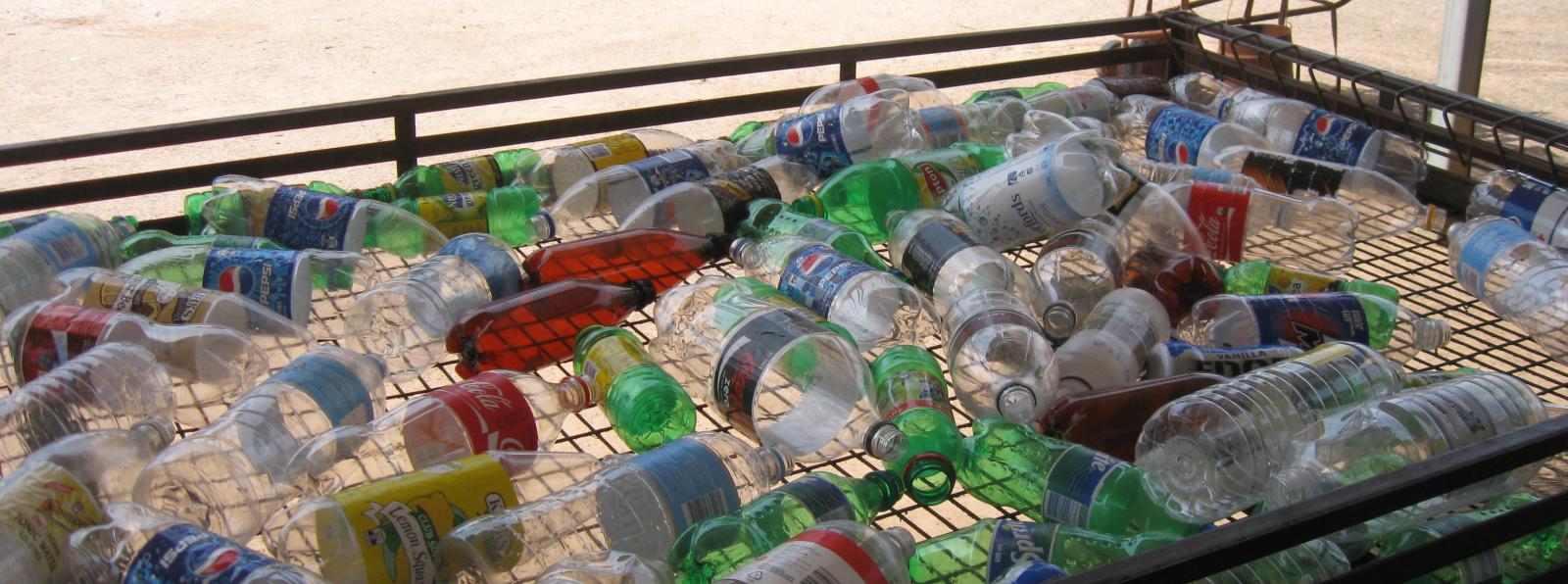 plastic bottles on sorting table
